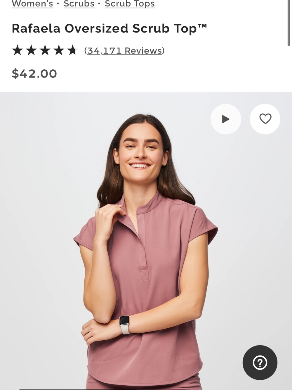 Rafaela Oversized Scrub Top - Dusty Rose
